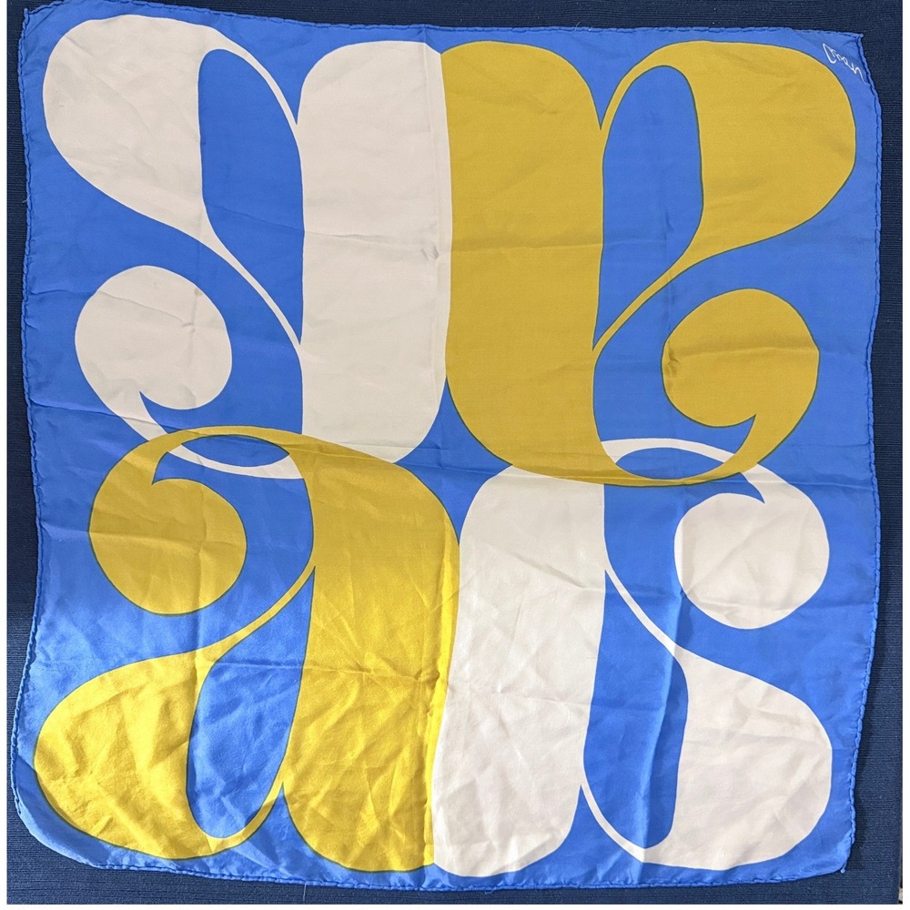 Avon Vintage Silk Feel Scarf 26x26 Abstract Graphic Mod 60s 70s Pop Art Retro